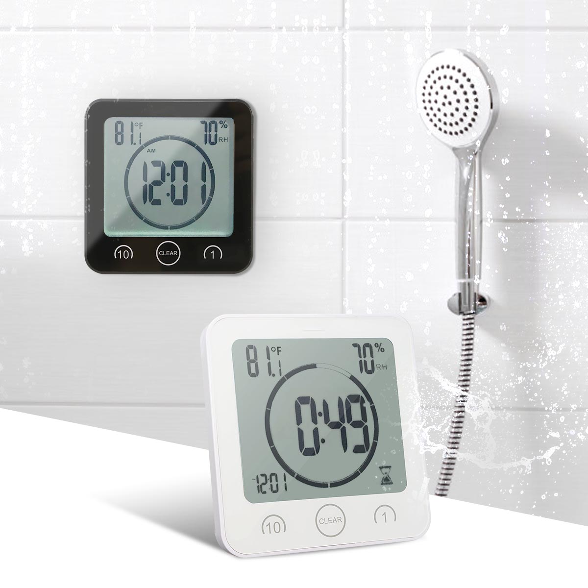 Suction Waterproof Bathroom Clock