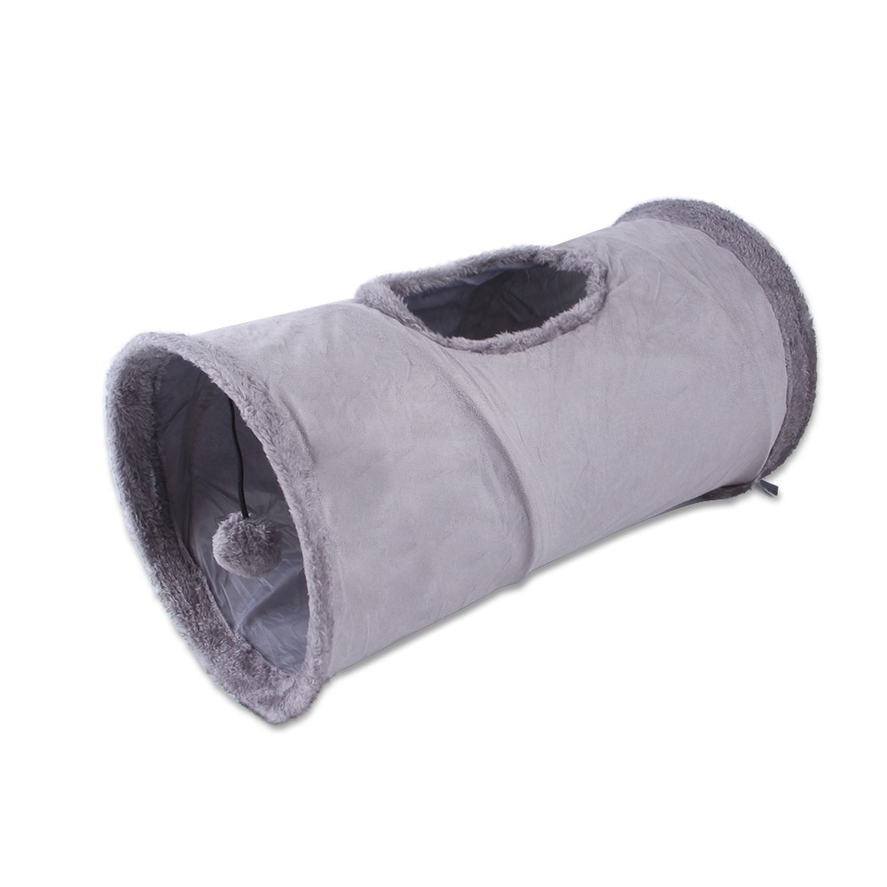 Suede Fabric Collapsible Cat Tunnel
