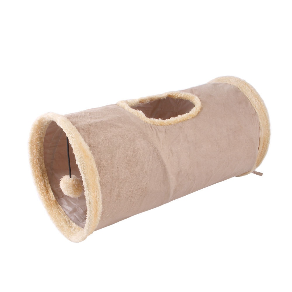 Suede Fabric Collapsible Cat Tunnel