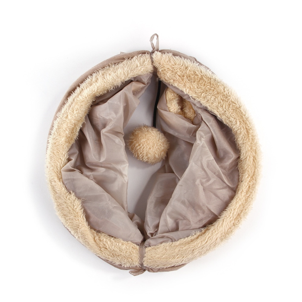 Suede Fabric Collapsible Cat Tunnel
