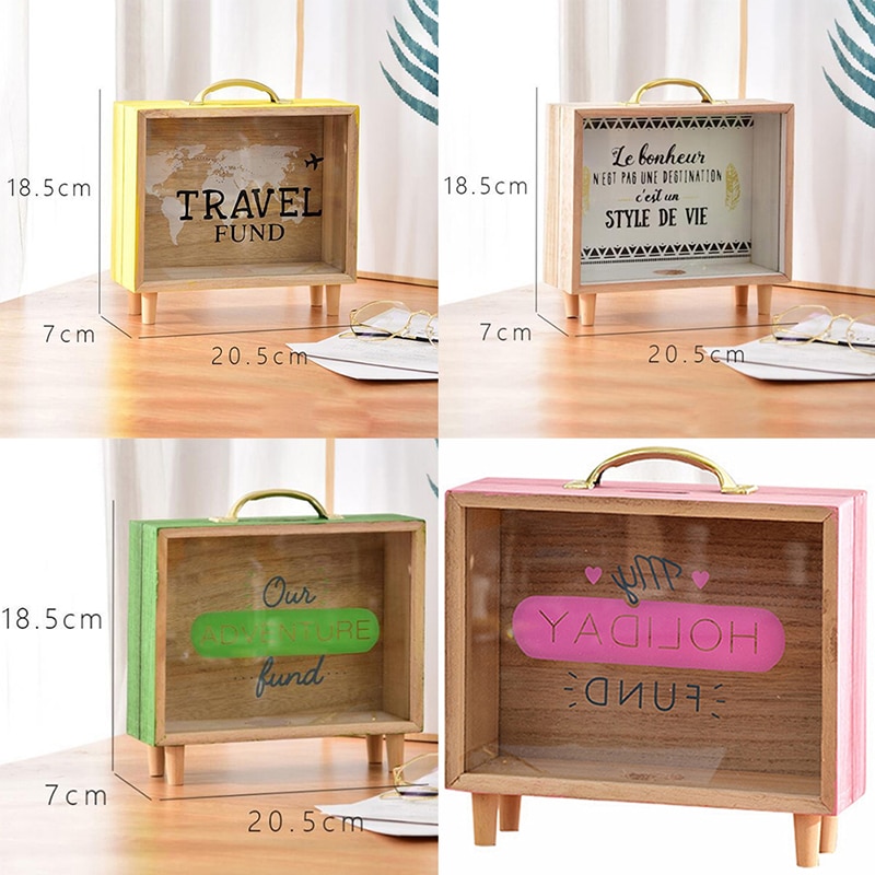 Suitcase Style Wooden Money Bank