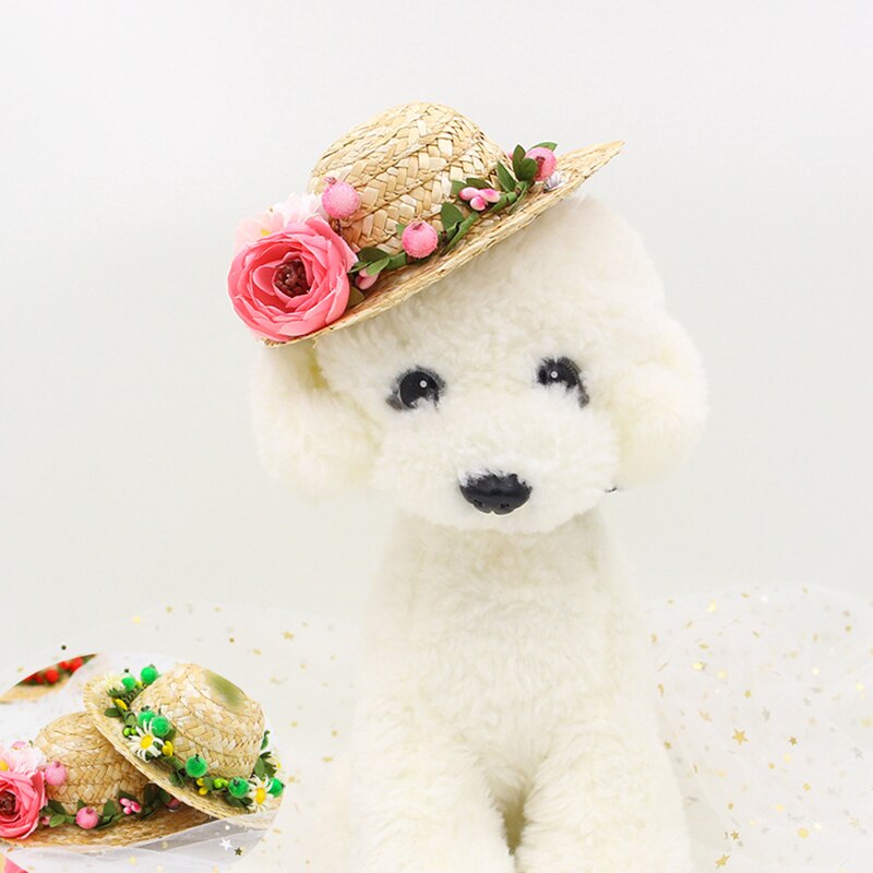 Summer Floral Dog Straw Hat