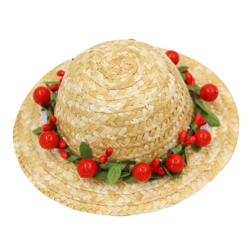 Summer Floral Dog Straw Hat Summer Floral Dog Straw Hat
