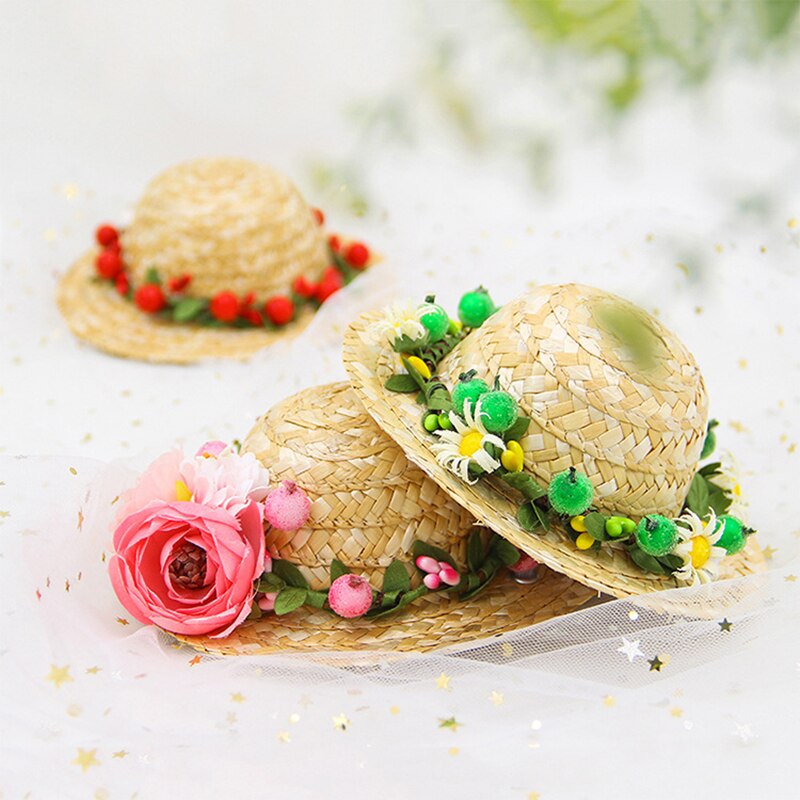 Summer Floral Dog Straw Hat Summer Floral Dog Straw Hat