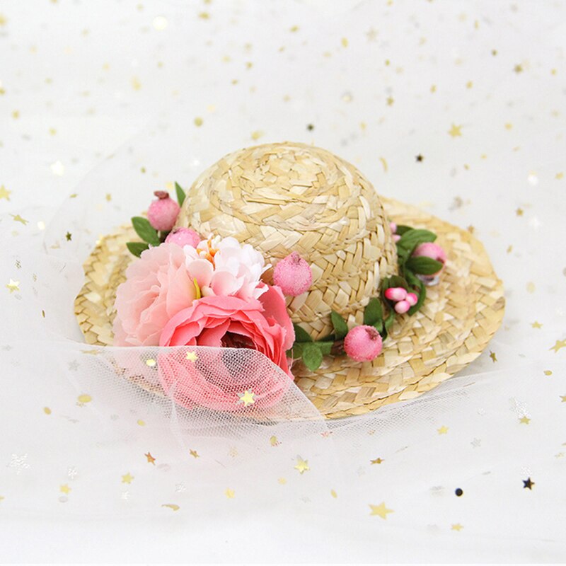 Summer Floral Dog Straw Hat Summer Floral Dog Straw Hat