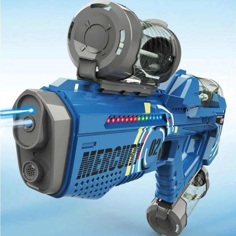 Summer Fully Automatic Electric Water Gun with Light Rechargeable Continuous Firing Party Game Kids Space Splashing Toy