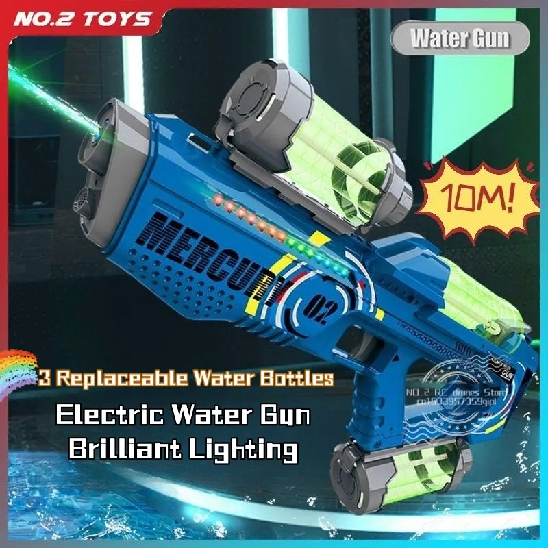 Summer Fully Automatic Electric Water Gun with Light Rechargeable Continuous Firing Party Game Kids Space Splashing Toy Summer Fully Automatic Electric Water Gun with Light Rechargeable Continuous Firing Party Game Kids Space Splashing Toy