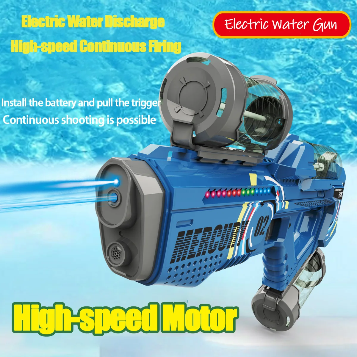 Summer Fully Automatic Electric Water Gun with Light Rechargeable Continuous Firing Party Game Kids Space Splashing Toy Summer Fully Automatic Electric Water Gun with Light Rechargeable Continuous Firing Party Game Kids Space Splashing Toy