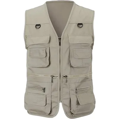 Summer Men Tactical Hiking Fishing Vest Multi-pocket Photographer Waistcoat Outdoor Leisure Male Thin Cargo Jacket