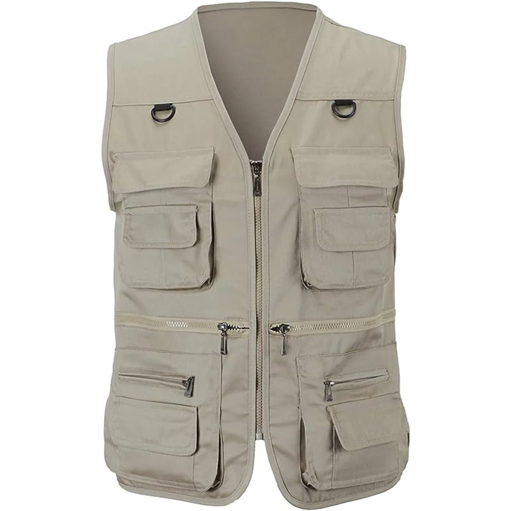Summer Men Tactical Hiking Fishing Vest Multi-pocket Photographer Waistcoat Outdoor Leisure Male Thin Cargo Jacket
