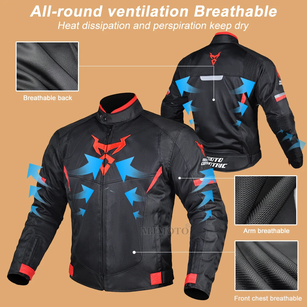Summer Motorcycle Riding Jacket Men Women Mesh Breathable Motocross Jacket Anti-fall Motorbike Jacket With 5pcs Summer Motorcycle Riding Jacket Men Women Mesh Breathable Motocross Jacket Anti-fall Motorbike Jacket With 5pcs