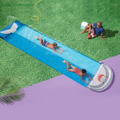 Summer Outdoor Home Water Play Whale Water Slide Water Toy Spray Slide for Two Children Outdoor Spray Pad