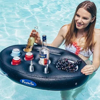 Summer Sea Bucket Cup Holder Inflatable Pool Beach Swimming Play Family Party Float Beer Drink Tray Cooler Table Toy