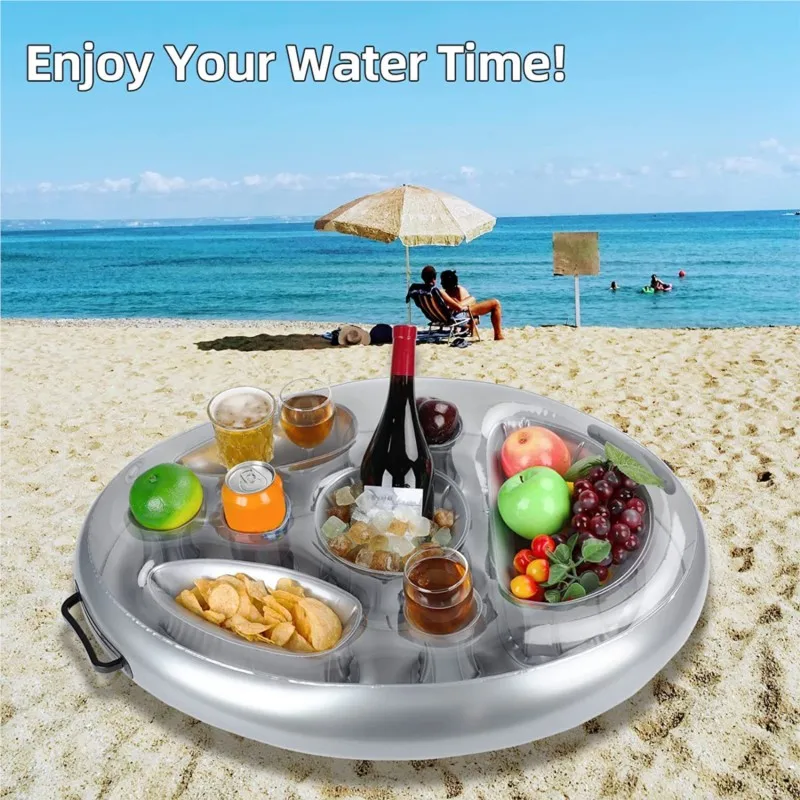 Summer Sea Bucket Cup Holder Inflatable Pool Beach Swimming Play Family Party Float Beer Drink Tray Cooler Table Toy