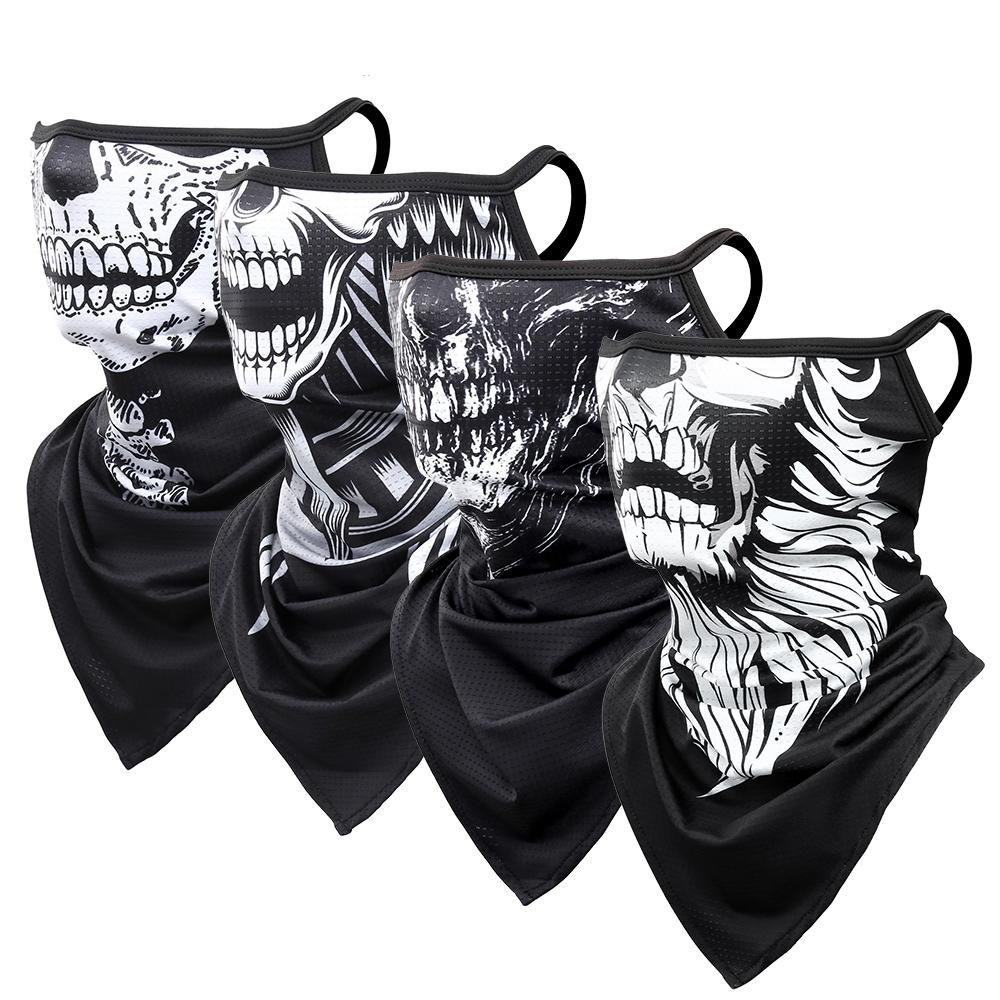 Summer Skull Bandana Hanging Ear Triangle Face Mask Cycling Hunting Hike Fishing Ski Sports Outdoor Neck Warmer Scarf
