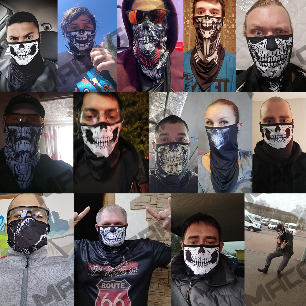 Summer Skull Bandana Hanging Ear Triangle Face Mask Cycling Hunting Hike Fishing Ski Sports Outdoor Neck Warmer Scarf