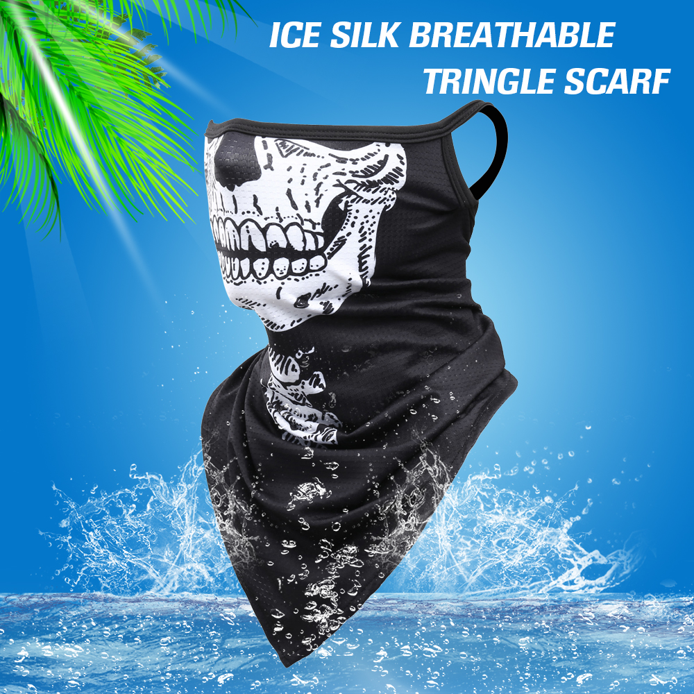 Summer Skull Bandana Hanging Ear Triangle Face Mask Cycling Hunting Hike Fishing Ski Sports Outdoor Neck Warmer Scarf