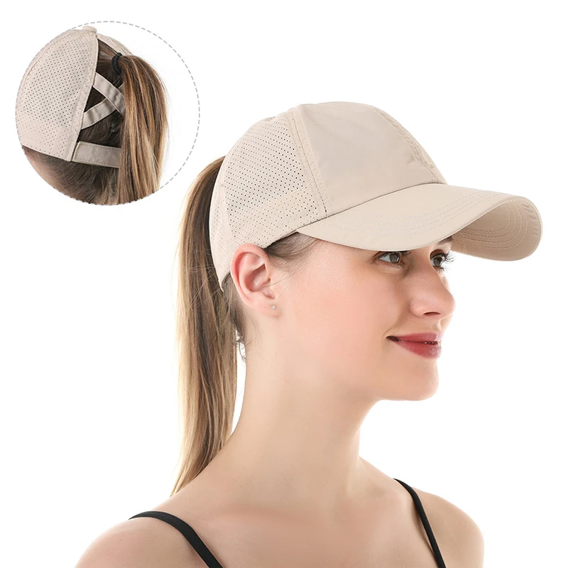 Summer Solid Color Baseball Caps Golf Wear Women Sport Leisure Cross Ponytail Hat Mesh Quick-Drying Half-Hollow Men's Summer Solid Color Baseball Caps Golf Wear Women Sport Leisure Cross Ponytail Hat Mesh Quick-Drying Half-Hollow Men's