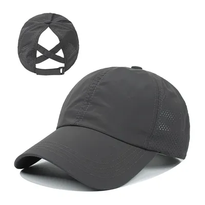 Summer Solid Color Baseball Caps Golf Wear Women Sport Leisure Cross Ponytail Hat Mesh Quick-Drying Half-Hollow Men's Summer Solid Color Baseball Caps Golf Wear Women Sport Leisure Cross Ponytail Hat Mesh Quick-Drying Half-Hollow Men's