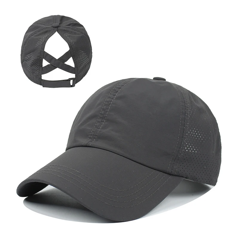 Summer Solid Color Baseball Caps Golf Wear Women Sport Leisure Cross Ponytail Hat Mesh Quick-Drying Half-Hollow Men's Summer Solid Color Baseball Caps Golf Wear Women Sport Leisure Cross Ponytail Hat Mesh Quick-Drying Half-Hollow Men's