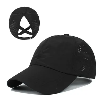 Summer Solid Color Baseball Caps Golf Wear Women Sport Leisure Cross Ponytail Hat Mesh Quick-Drying Half-Hollow Men's Summer Solid Color Baseball Caps Golf Wear Women Sport Leisure Cross Ponytail Hat Mesh Quick-Drying Half-Hollow Men's