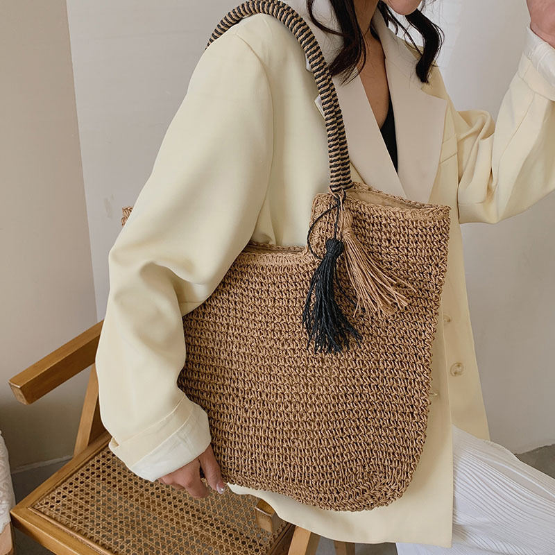 Summer Straw Tote Beach Bag