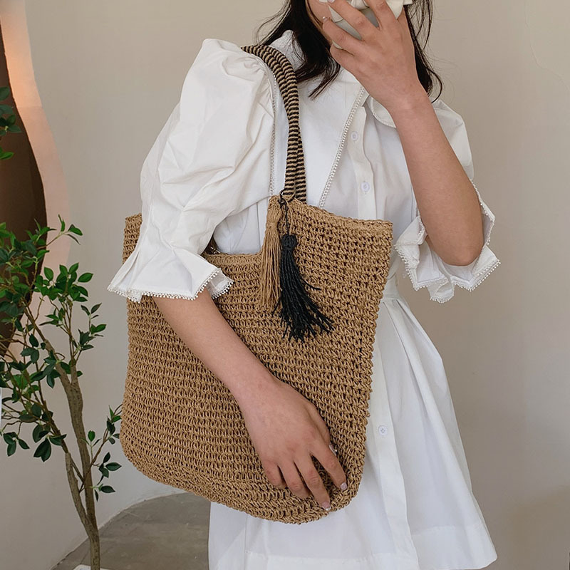 Summer Straw Tote Beach Bag