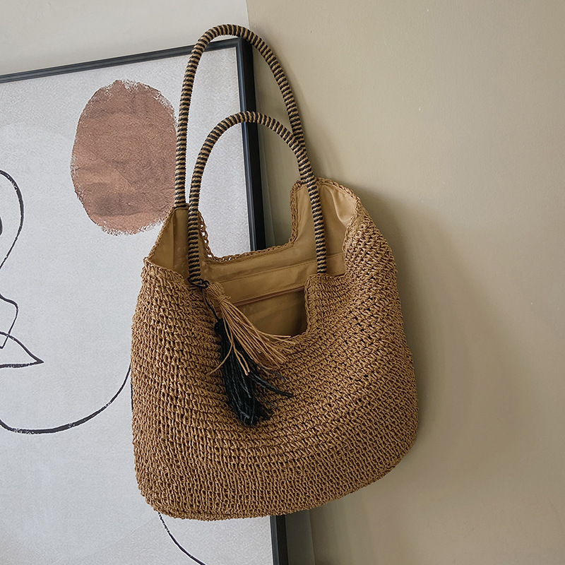 Summer Straw Tote Beach Bag