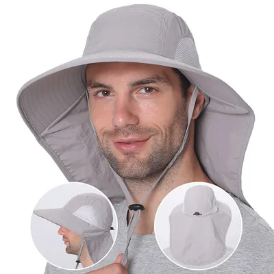 Summer Sun Protection Fishing Hat Summer Breathable Camping Hiking Caps Anti-UV Sun Hat With Neck Cover Caps Men's