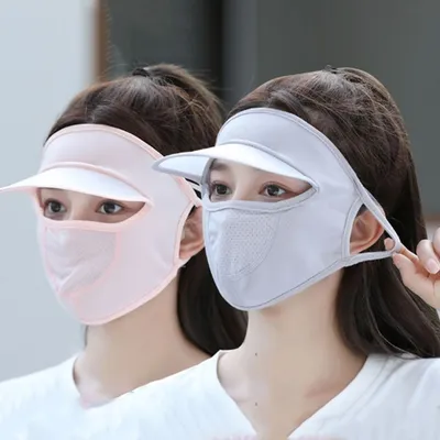 Summer Sunscreen Ice Silk Mask UV Protection Face Cover Sunscreen Veil Face With Brim Outdoor Cycling Sun Protection