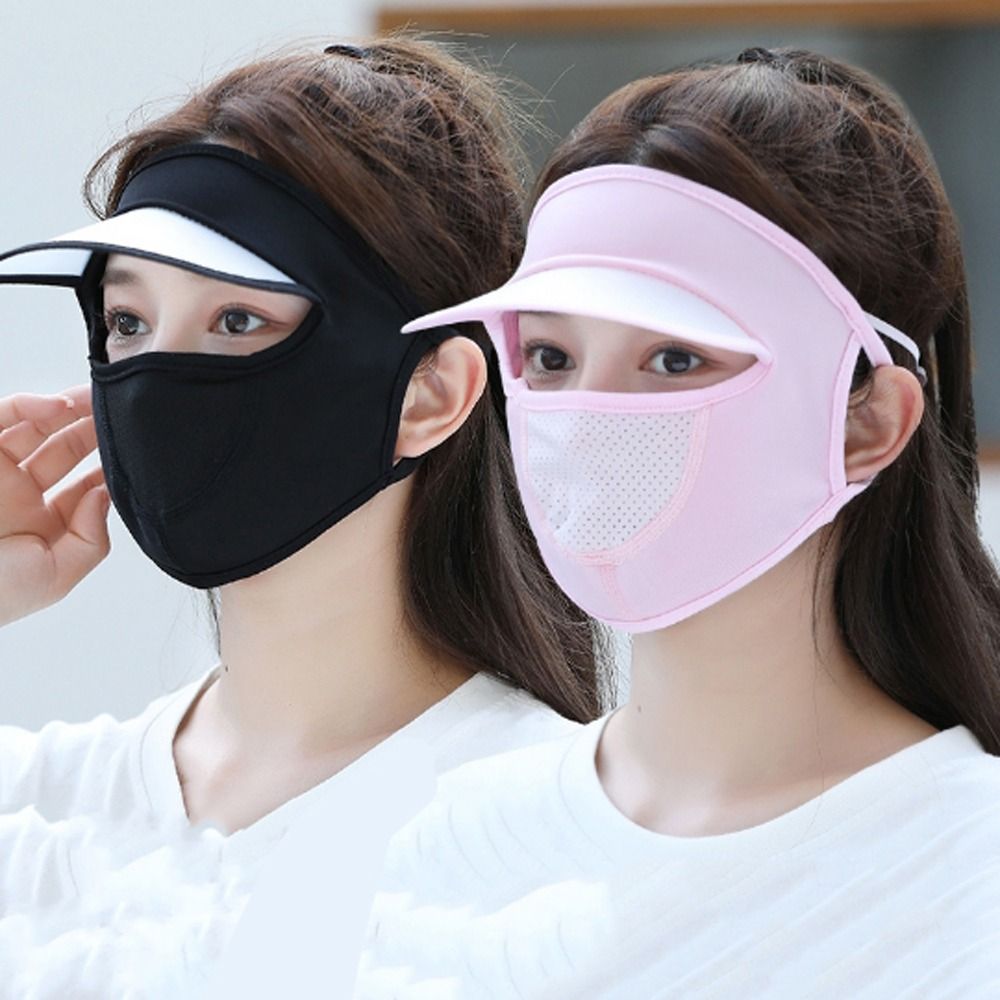 Summer Sunscreen Ice Silk Mask UV Protection Face Cover Sunscreen Veil Face With Brim Outdoor Cycling Sun Protection