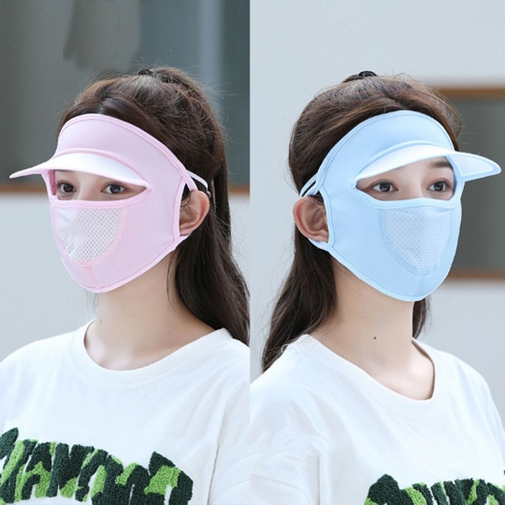Summer Sunscreen Ice Silk Mask UV Protection Face Cover Sunscreen Veil Face With Brim Outdoor Cycling Sun Protection