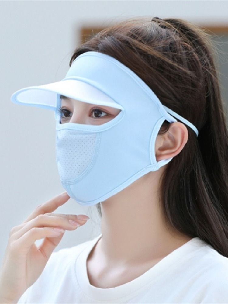 Summer Sunscreen Ice Silk Mask UV Protection Face Cover Sunscreen Veil Face With Brim Outdoor Cycling Sun Protection