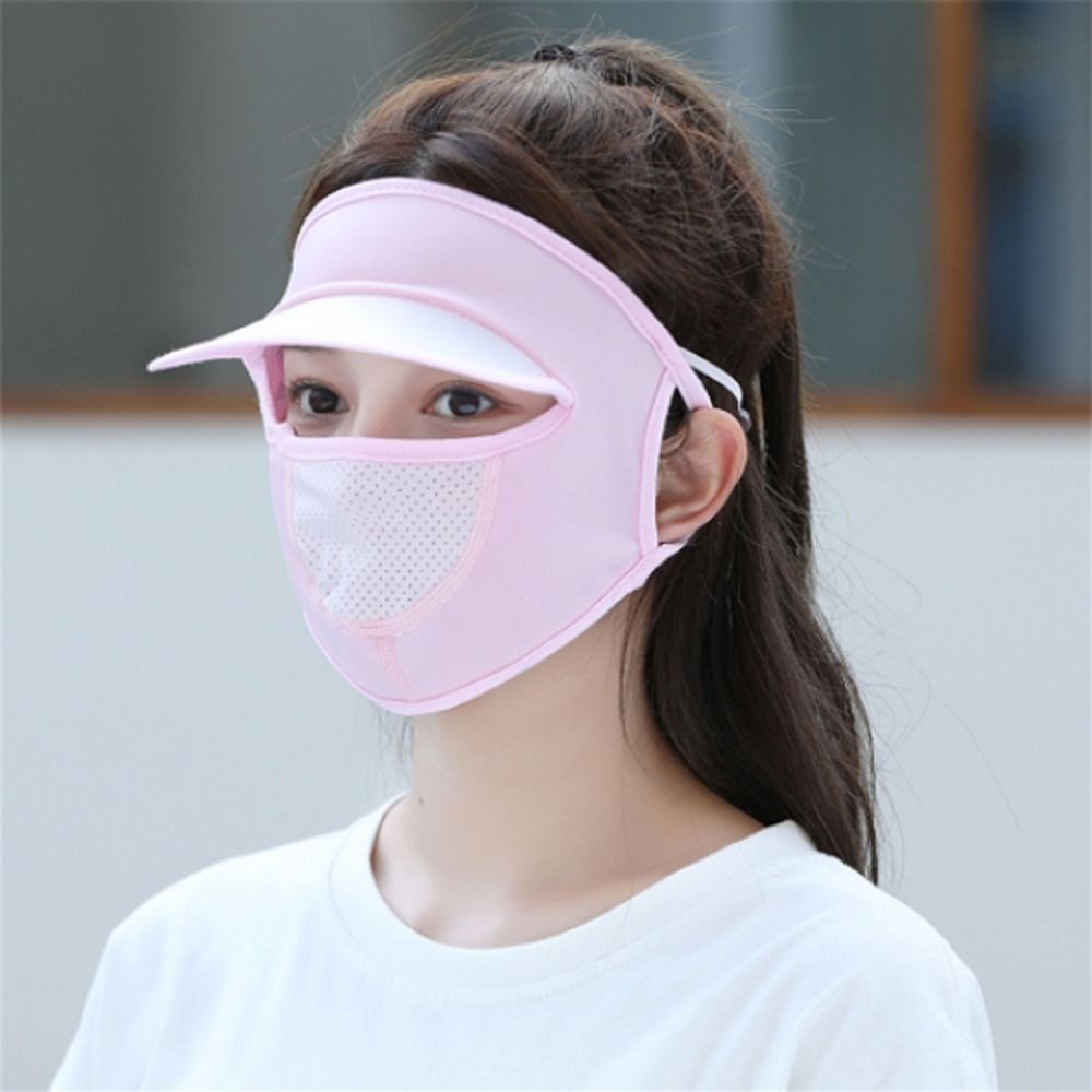 Summer Sunscreen Ice Silk Mask UV Protection Face Cover Sunscreen Veil Face With Brim Outdoor Cycling Sun Protection