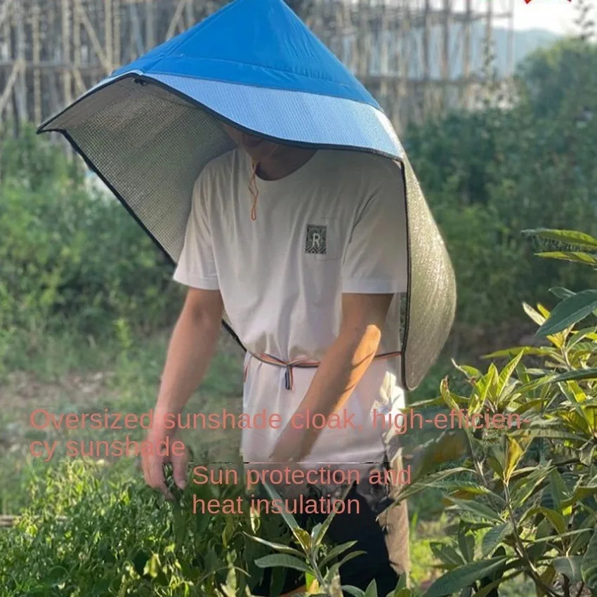 Sun and Rain Protection Hooded Cape – Breathable UV Hat for Farming/Gardening – One piece outdoor hat Fishing cap