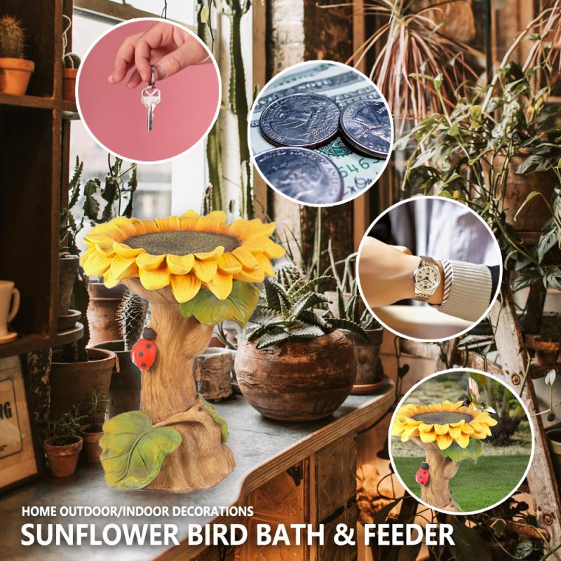 Sunflower Bird Bath and Bird Feeder