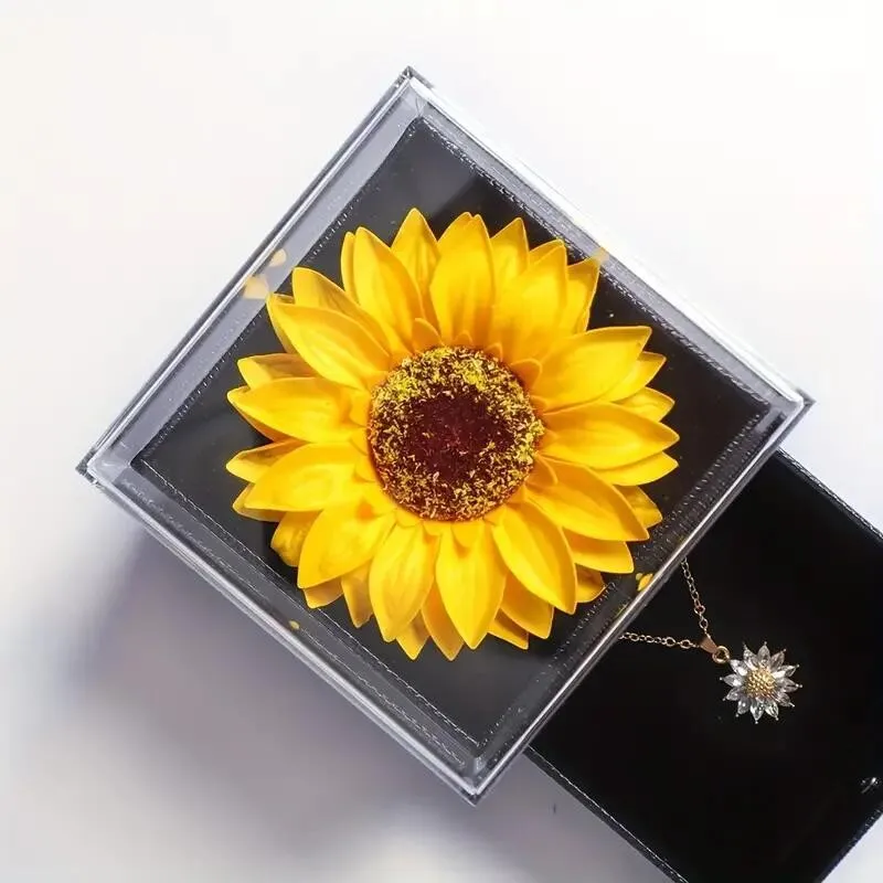 Sunflower Necklace With Gift Box For Girlfriend Women I Love You Perfect for Mother's Day, Birthdays, Valentines