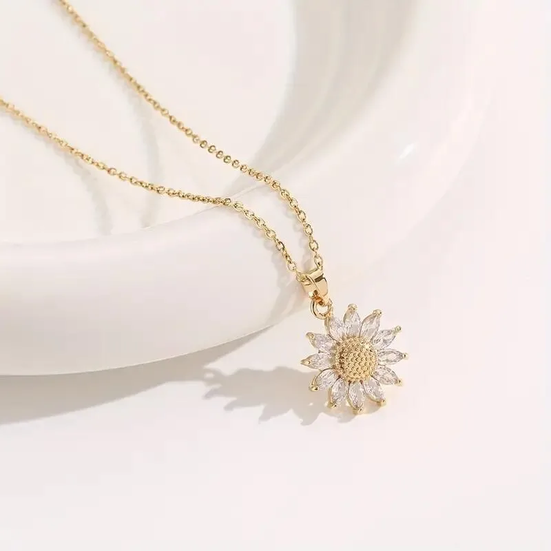Sunflower Necklace With Gift Box For Girlfriend Women I Love You Perfect for Mother's Day, Birthdays, Valentines