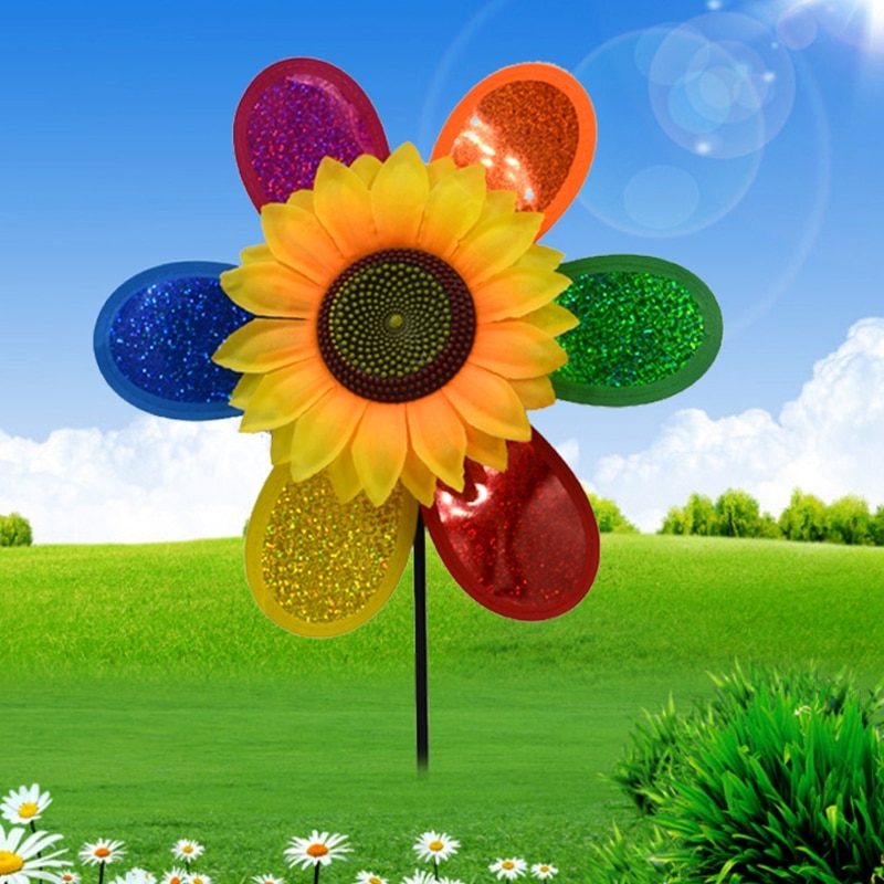 Sunflower Wind Spinner Colorful Yard Decoration