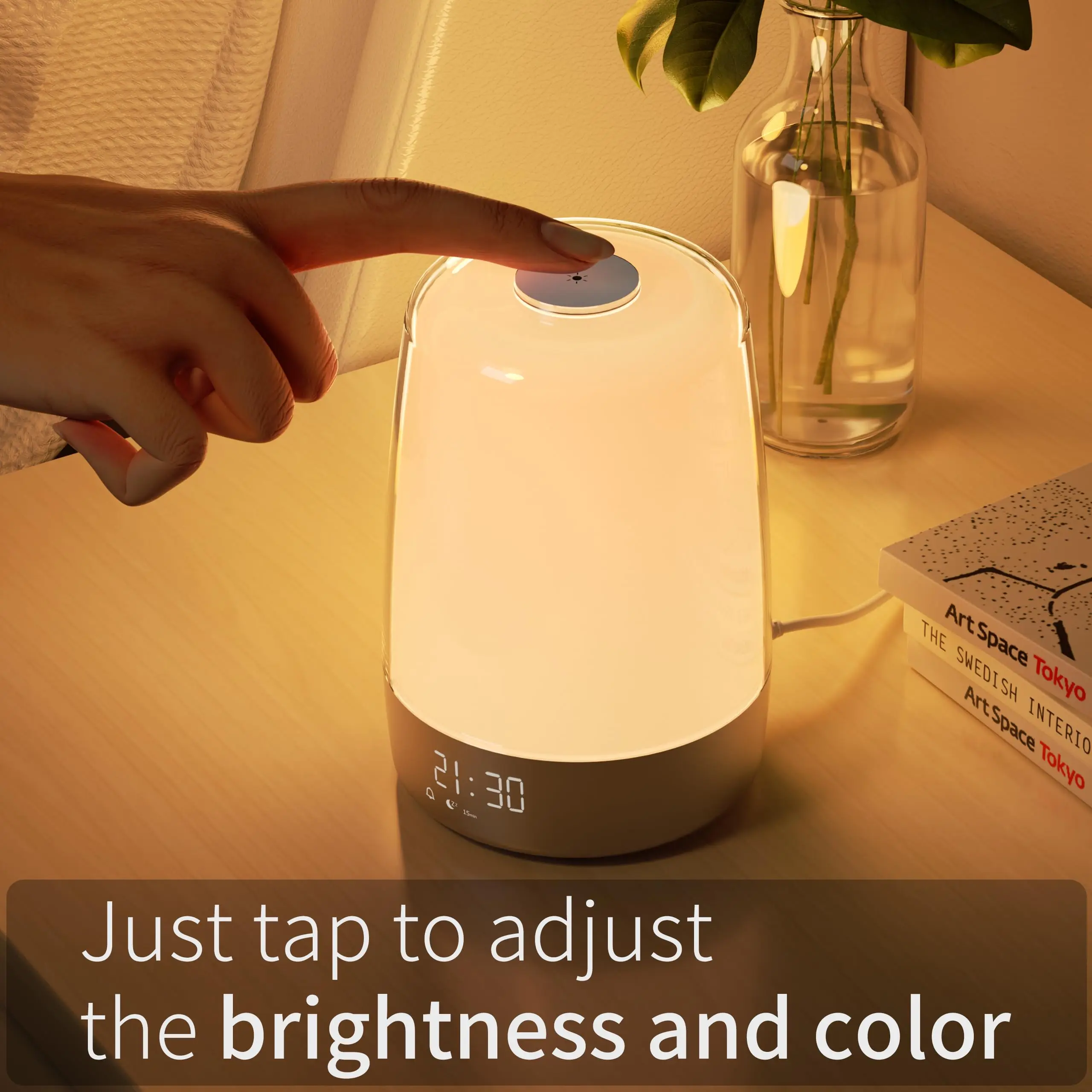 Sunrise Alarm Clock Wake up LED Night Light with Sunrise Simulation Dimmable Ambient Touch Bedsides Lamp 6 RGB Color