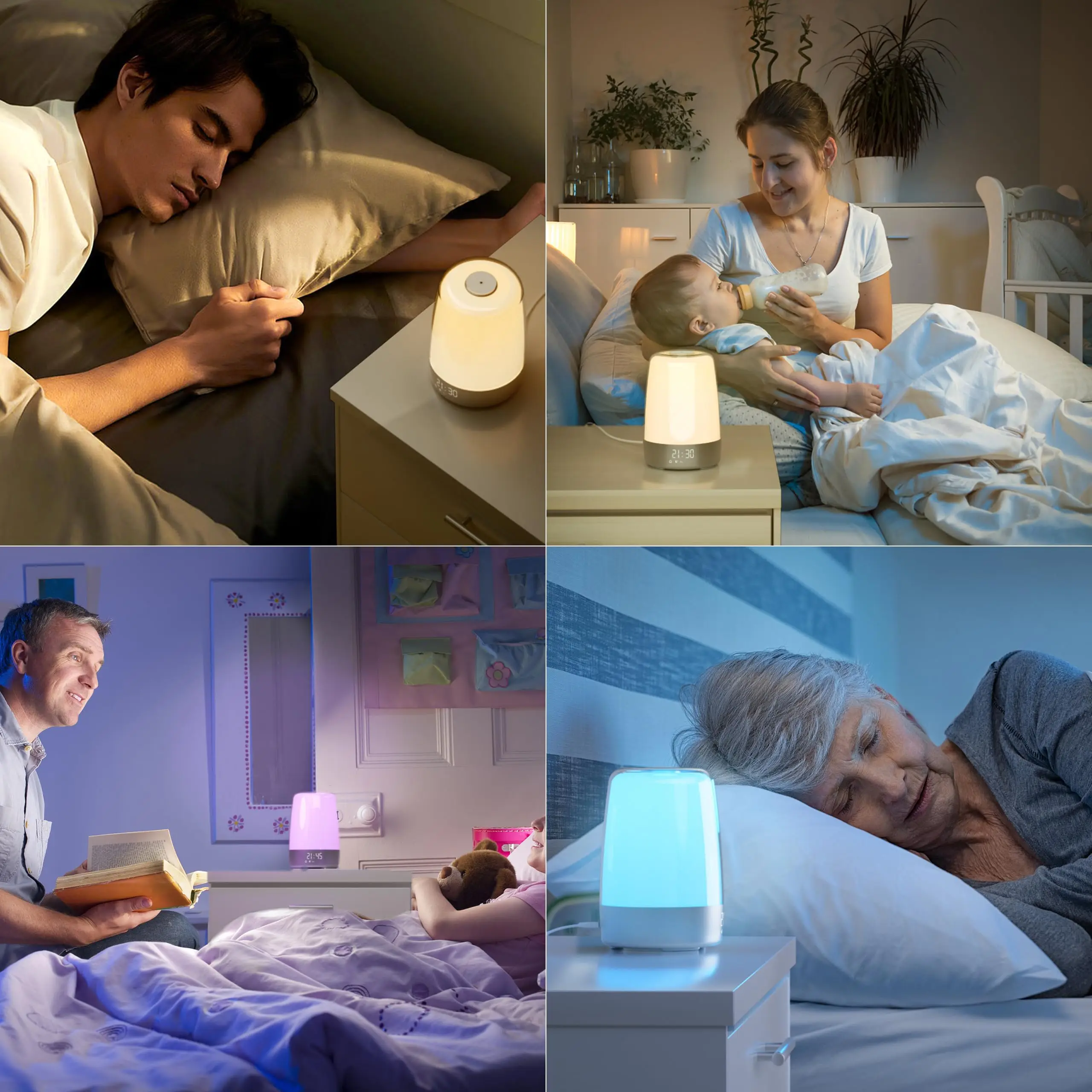 Sunrise Alarm Clock Wake up LED Night Light with Sunrise Simulation Dimmable Ambient Touch Bedsides Lamp 6 RGB Color