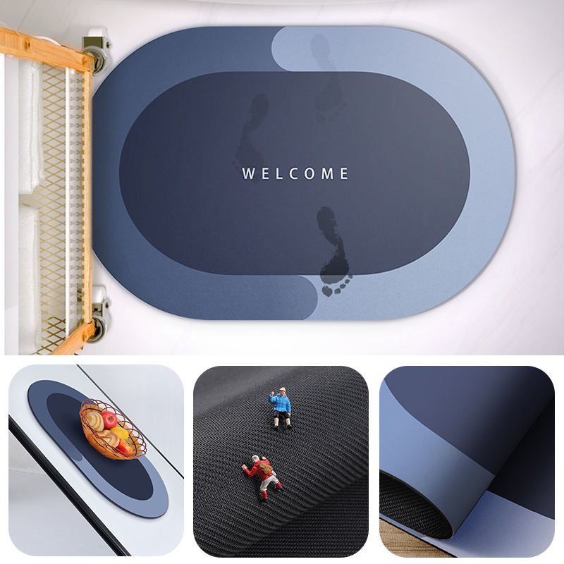 Super Absorbent Shower Bath Mat Bathroom Anti-Slip Carpet Rug Simple Kitchen Entrance Soft Door Bathtub Side Bath Mat