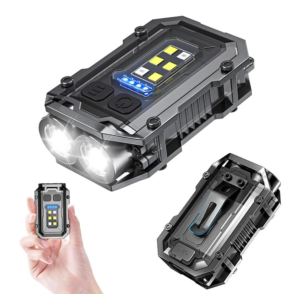Super Bright Pocket Torch Light LED Multifunctional Linterna Magnetic COB EDC Mini Keychain Flashlight Rechargeable