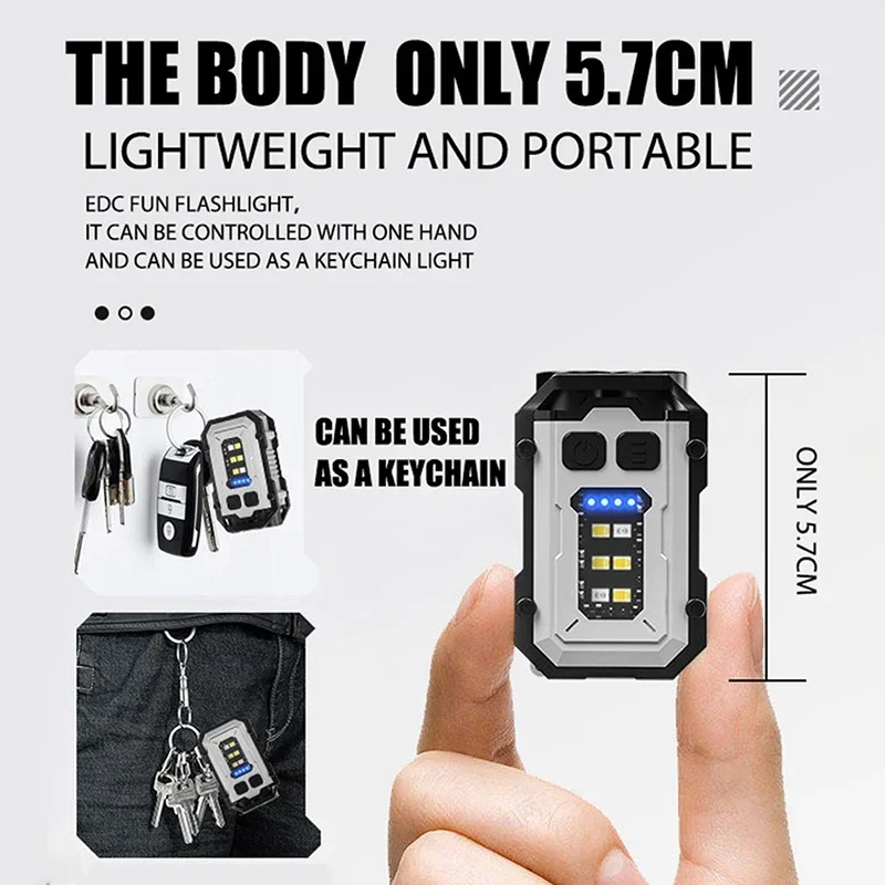 Super Bright Pocket Torch Light LED Multifunctional Linterna Magnetic COB EDC Mini Keychain Flashlight Rechargeable