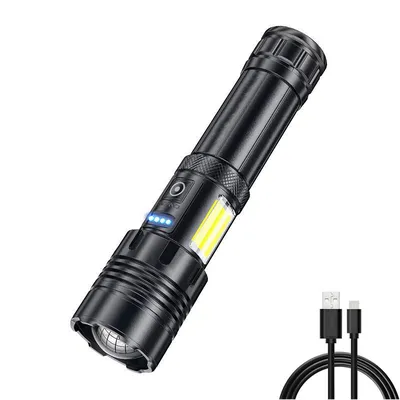 Super Bright Powerful Led Flashlight Power Bank Torch Light USB Rechargeable Camping Tactical Flashlight with COB Lamp Super Bright Powerful Led Flashlight Power Bank Torch Light USB Rechargeable Camping Tactical Flashlight with COB Lamp