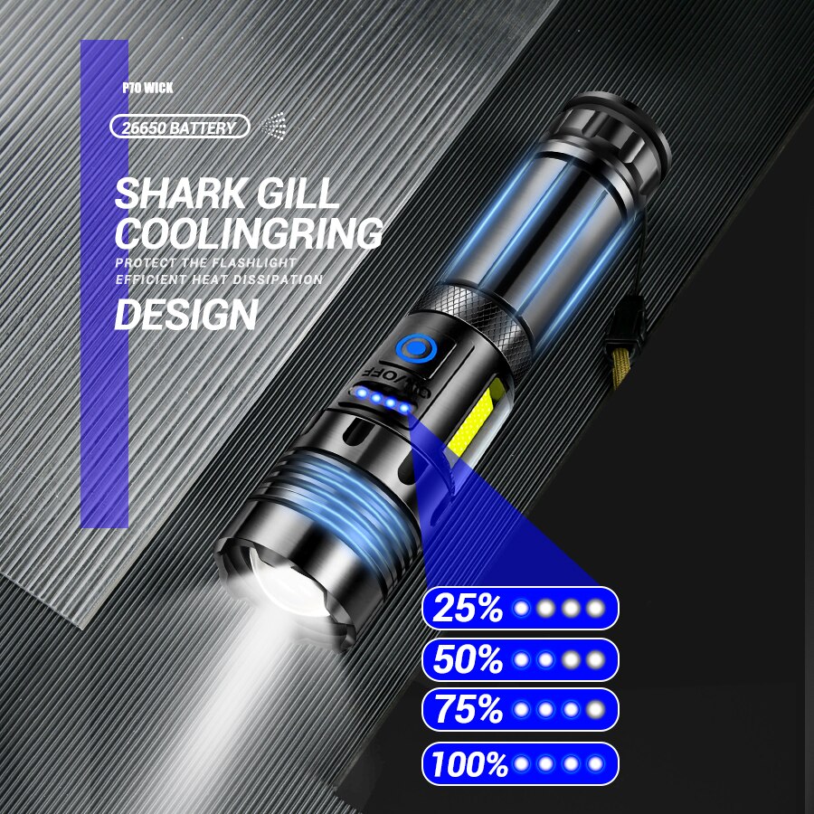 Super Bright Powerful Led Flashlight Power Bank Torch Light USB Rechargeable Camping Tactical Flashlight with COB Lamp Super Bright Powerful Led Flashlight Power Bank Torch Light USB Rechargeable Camping Tactical Flashlight with COB Lamp