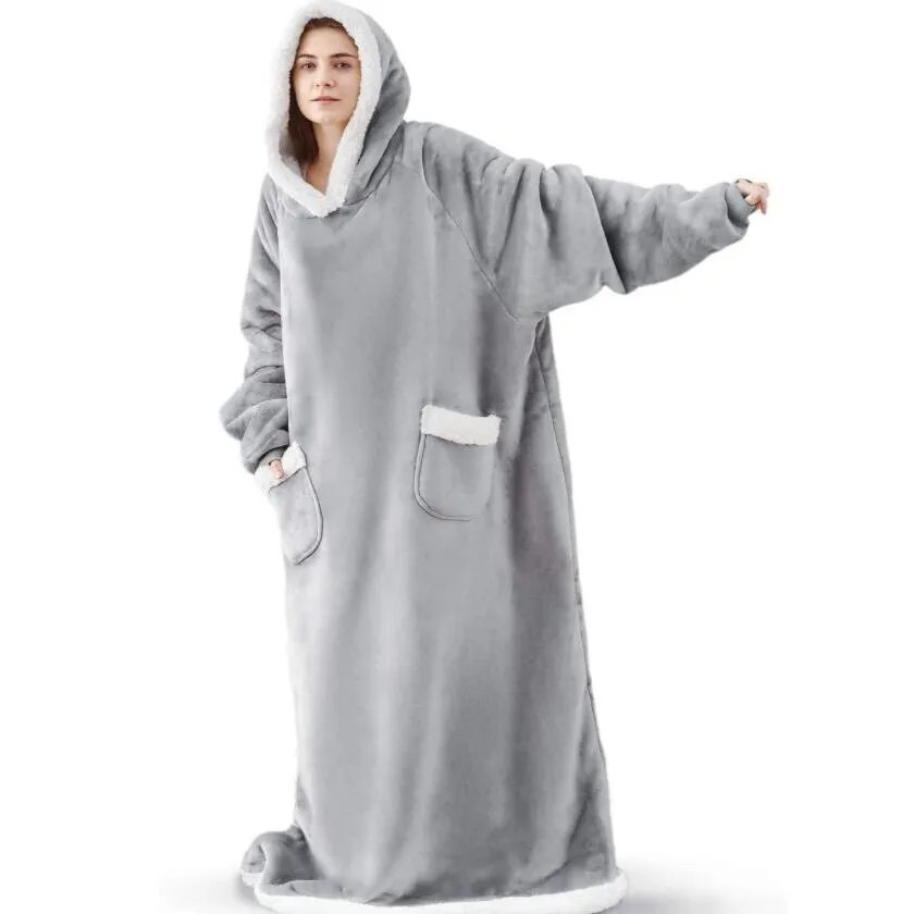 Super Long Flannel Blanket with Sleeves Winter Hoodies Sweatshirt Women Men Pullover Fleece Giant TV Blanket Oversized Super Long Flannel Blanket with Sleeves Winter Hoodies Sweatshirt Women Men Pullover Fleece Giant TV Blanket Oversized