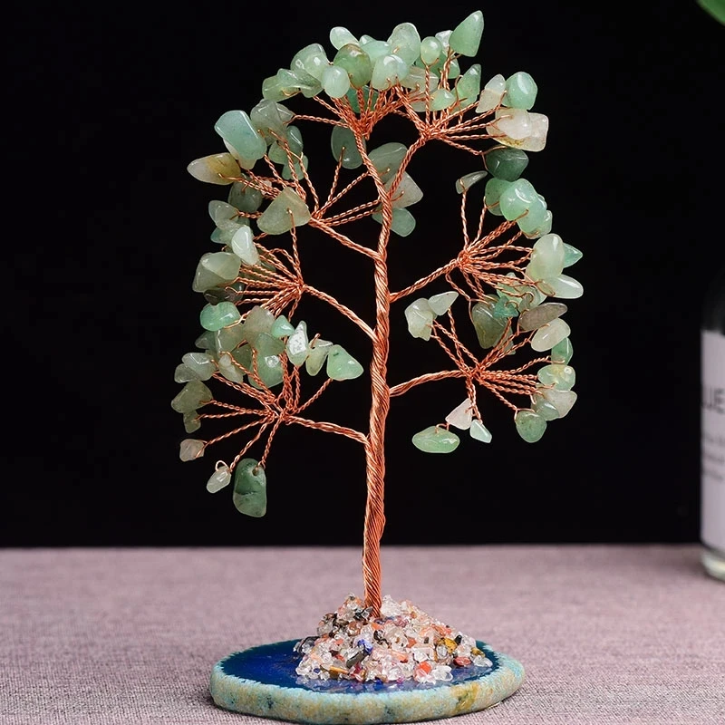 Super Mini Crystal Money Tree Copper Wire Wrapped W/ Agate Slice Base Healing Gemstone Yoga Feng Shui Trees Home Super Mini Crystal Money Tree Copper Wire Wrapped W/ Agate Slice Base Healing Gemstone Yoga Feng Shui Trees Home