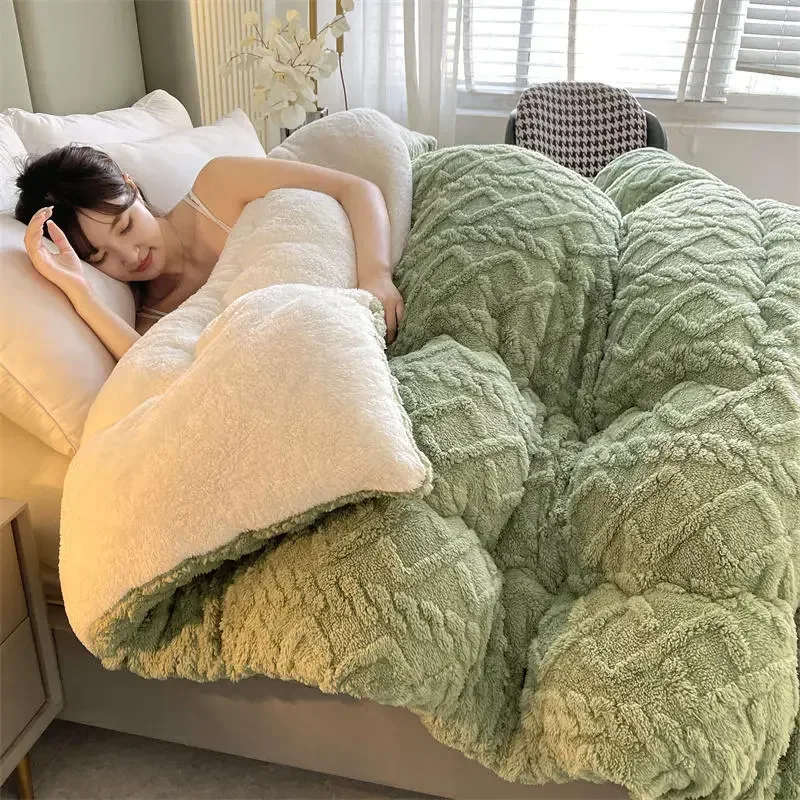 Super Thick Winter Warm Blanket for Bed Artificial Lamb Cashmere Weighted Blankets Soft Comfortable Warmth Quilt