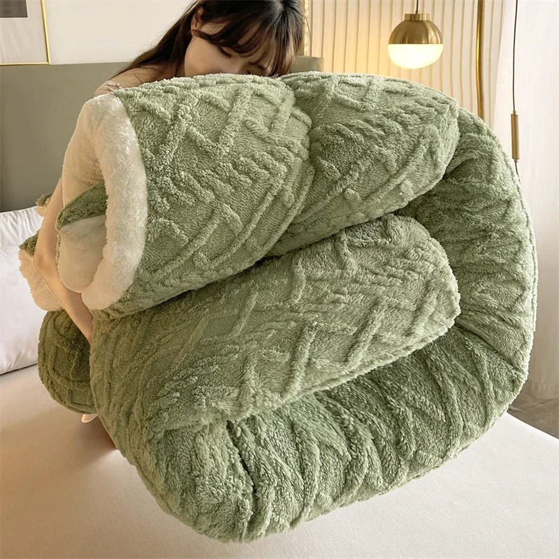Super Thick Winter Warm Blanket for Bed Artificial Lamb Cashmere Weighted Blankets Soft Comfortable Warmth Quilt Super Thick Winter Warm Blanket for Bed Artificial Lamb Cashmere Weighted Blankets Soft Comfortable Warmth Quilt